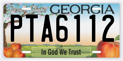 GA license plate PTA6112