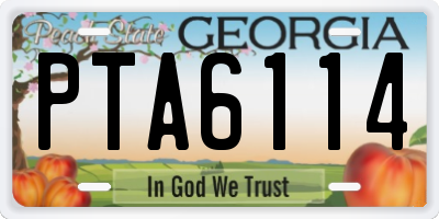 GA license plate PTA6114