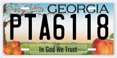 GA license plate PTA6118
