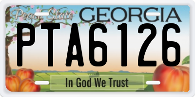 GA license plate PTA6126