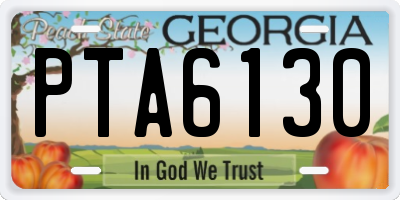 GA license plate PTA6130