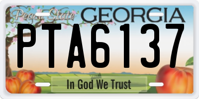 GA license plate PTA6137