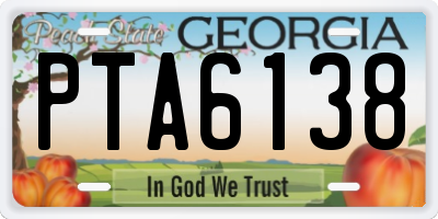GA license plate PTA6138