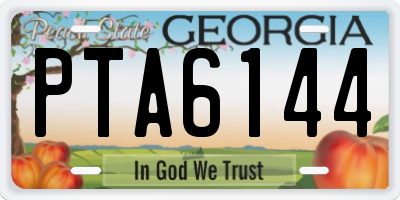 GA license plate PTA6144