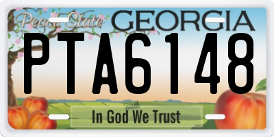 GA license plate PTA6148