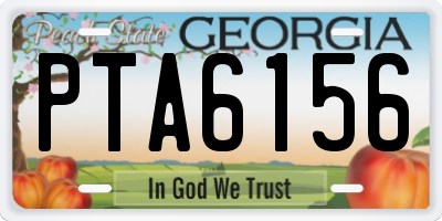 GA license plate PTA6156