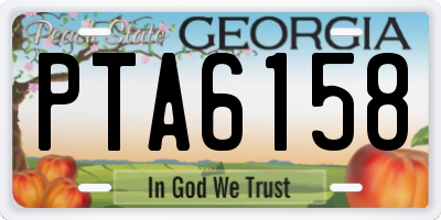 GA license plate PTA6158