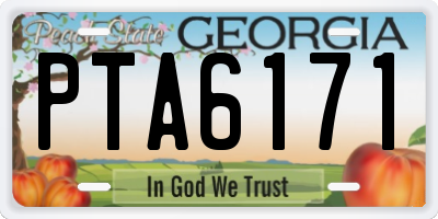 GA license plate PTA6171