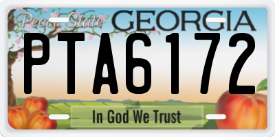GA license plate PTA6172