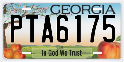GA license plate PTA6175