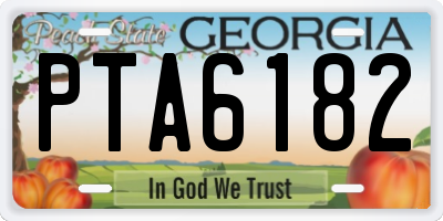 GA license plate PTA6182