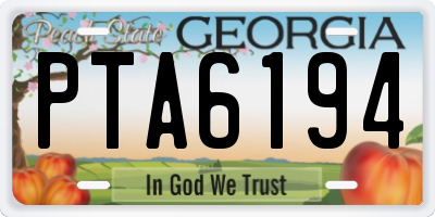 GA license plate PTA6194