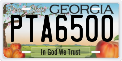 GA license plate PTA6500