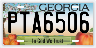 GA license plate PTA6506