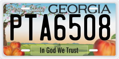 GA license plate PTA6508