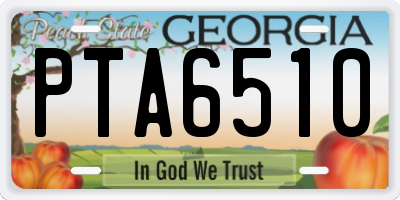 GA license plate PTA6510