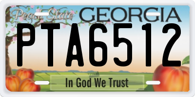 GA license plate PTA6512