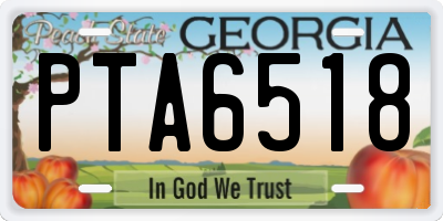 GA license plate PTA6518