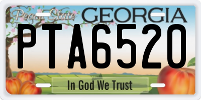 GA license plate PTA6520