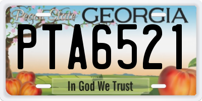 GA license plate PTA6521