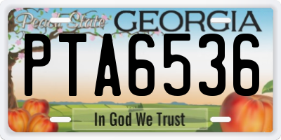 GA license plate PTA6536