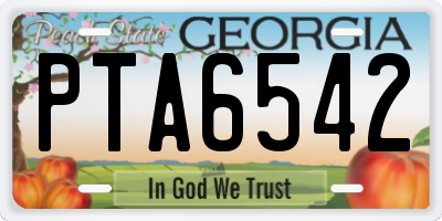 GA license plate PTA6542