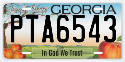 GA license plate PTA6543