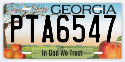 GA license plate PTA6547