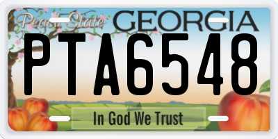 GA license plate PTA6548