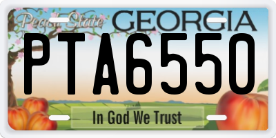 GA license plate PTA6550
