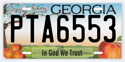 GA license plate PTA6553