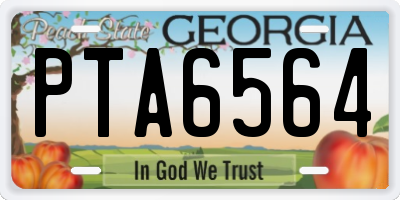 GA license plate PTA6564