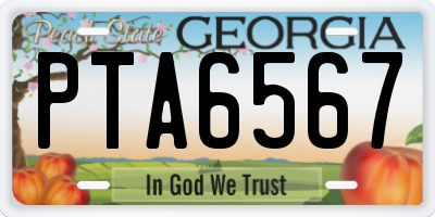 GA license plate PTA6567