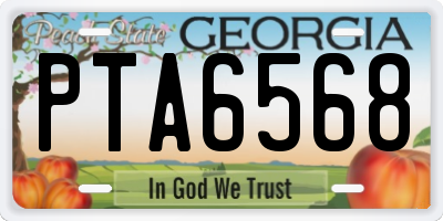 GA license plate PTA6568