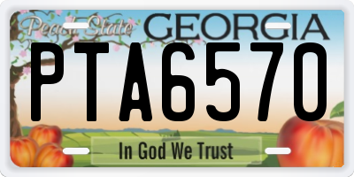 GA license plate PTA6570