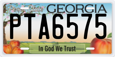 GA license plate PTA6575