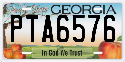 GA license plate PTA6576