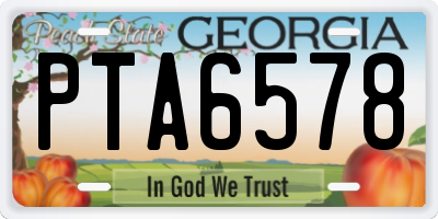 GA license plate PTA6578