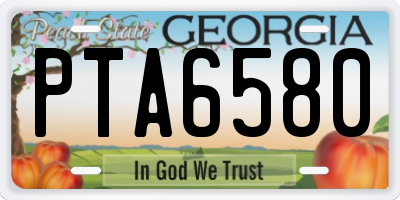 GA license plate PTA6580