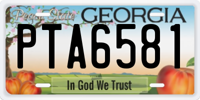 GA license plate PTA6581