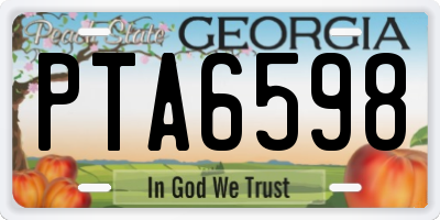 GA license plate PTA6598