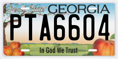 GA license plate PTA6604