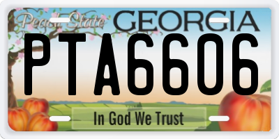 GA license plate PTA6606