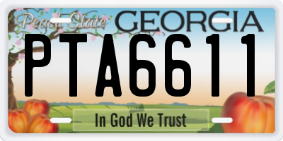 GA license plate PTA6611