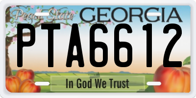 GA license plate PTA6612