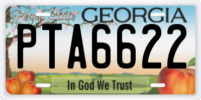 GA license plate PTA6622