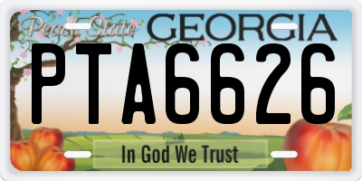 GA license plate PTA6626
