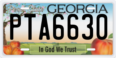 GA license plate PTA6630