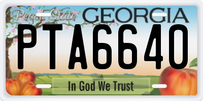 GA license plate PTA6640
