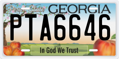 GA license plate PTA6646
